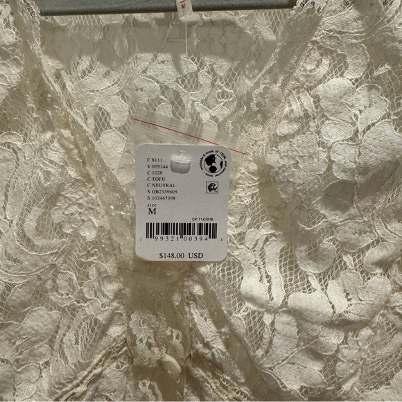 NWT - Free People Whispering Love Lace Peplum Blouse - Tofu - Picture 2 of 4